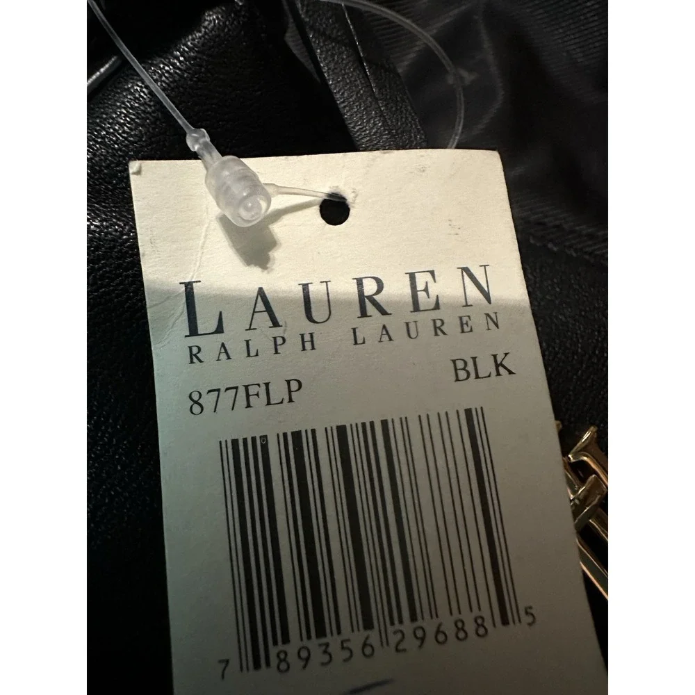 Lauren Ralph Lauren 877FLP Black Leather Messenger Shoulder Bag  Early 2000s NEW